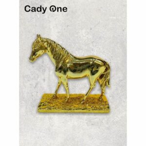 تمثال سيراميك على شكل حصان ذهبي 18سم - السعودية