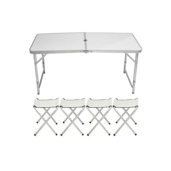 طاولة رحلات قابلة للطي أبيض/رمادي مقاس L120 × W60 × H70 CM - السعودية