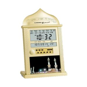 ساعات إسلامية بصوت الآذان وأوقات الصلاة بشاشة LED فضي 20.5 x 33سم HA-4004