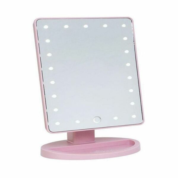 مرآة مستحضرات التجميل تعمل باللمس مزوّدة بمصابيح LED قابلة للتعديل وردي - السعودية
