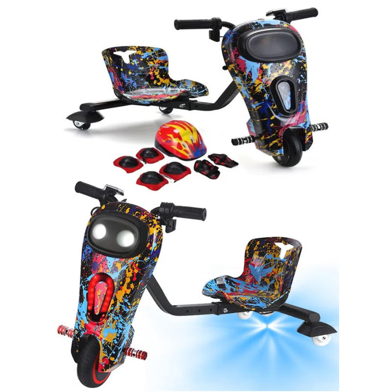 aa71615f-45a5-4534-89b0-a214c3db4e11 سكوتر درفت كهربائي ميني يتحمل حتى 50 كغ مع ملحقات سلامة - 250 واط - متعدد الألوان - الصورة 1